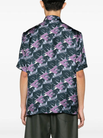 Block-print silk shirt