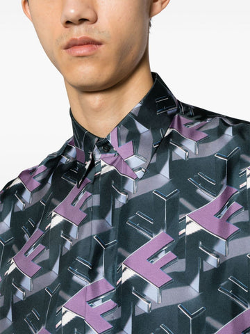 Block-print silk shirt