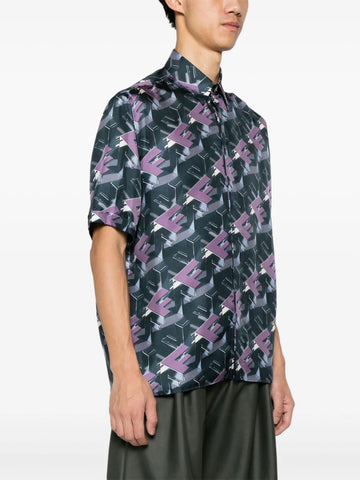 Block-print silk shirt