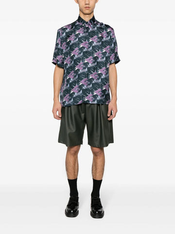 Block-print silk shirt