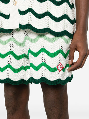 Gradient-wave crochet shorts