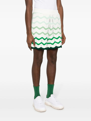 Gradient-wave crochet shorts