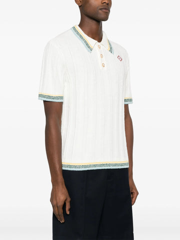 ribbed knit polo shirt