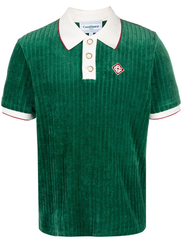 ribbed velvet polo shirt