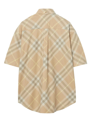 checkered short-sleeved button-down shirt