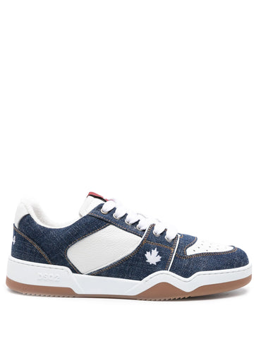 Spiker denim-panelled sneakers