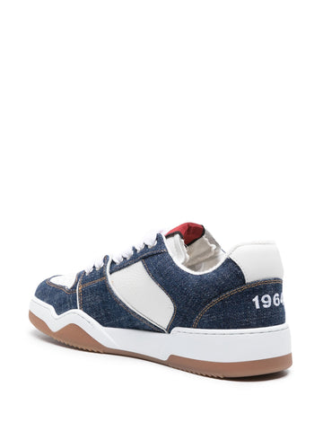 Spiker denim-panelled sneakers