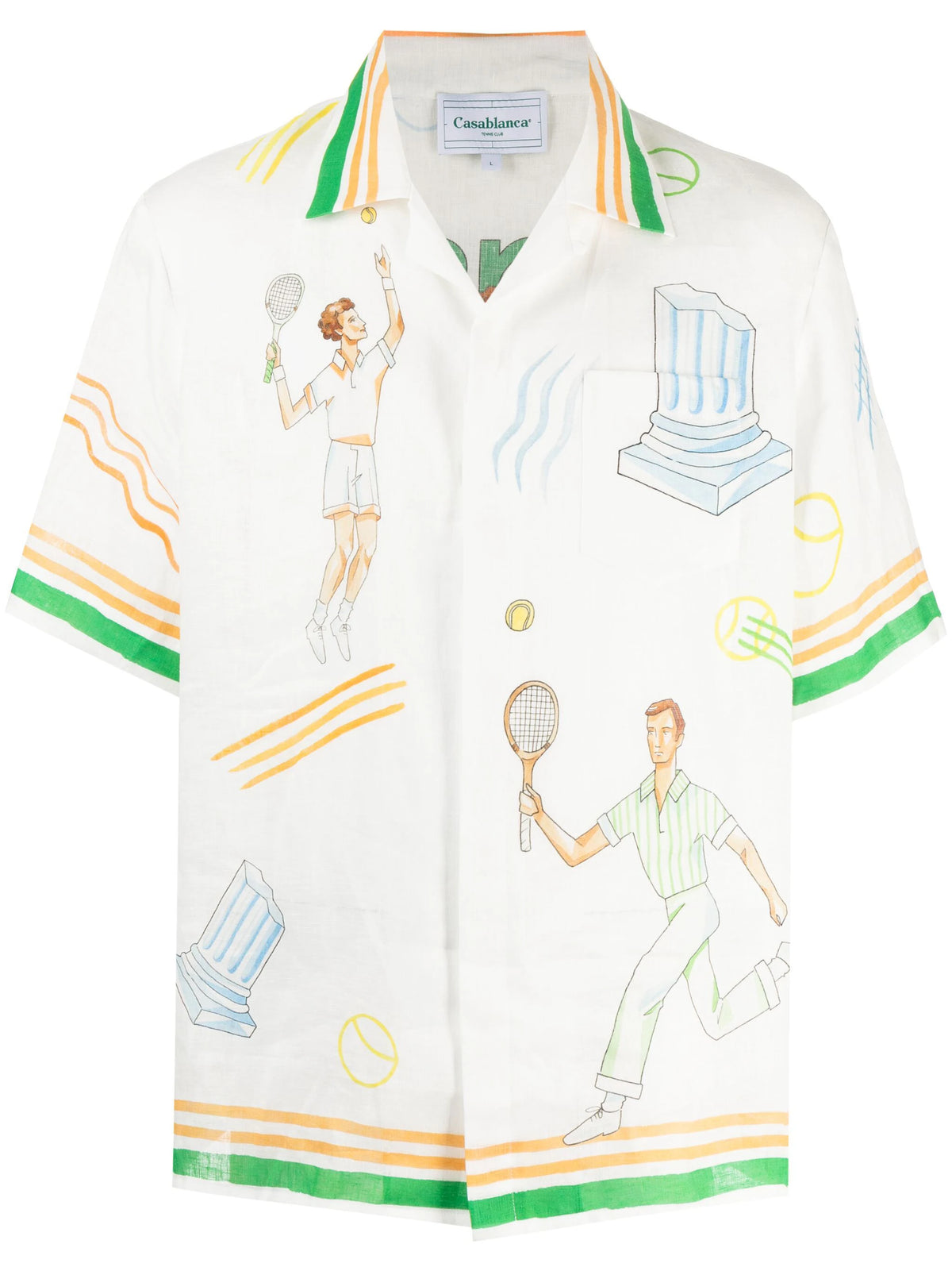 logo print linen shirt