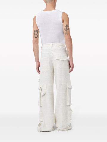 sequin embellished tweed cargo trousers