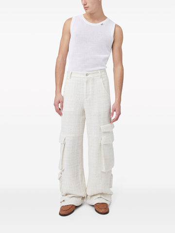sequin embellished tweed cargo trousers