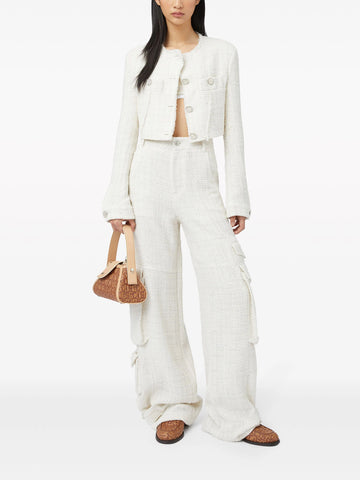 sequin embellished tweed cargo trousers