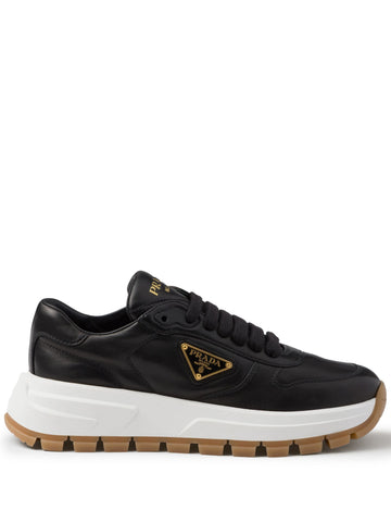 Triangle-logo leather sneakers