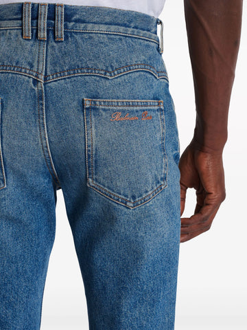 logo embroidery bootcut jeans