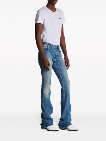 logo embroidery bootcut jeans