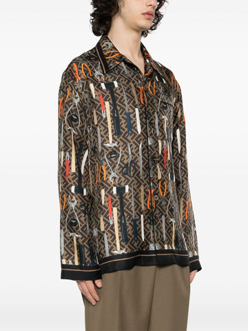 graphic print silk shirt