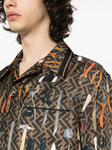 graphic print silk shirt