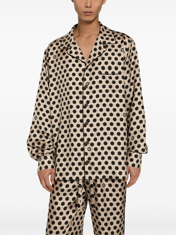 polka dot print silk shirt