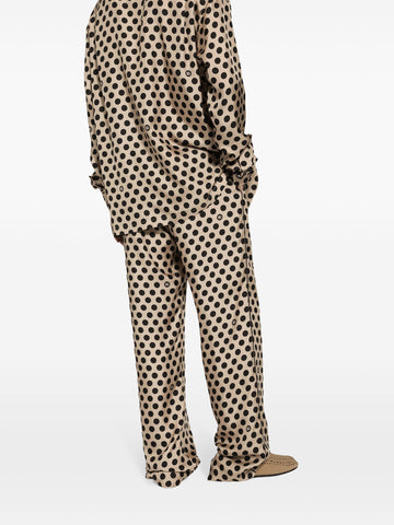 polka dot print silk trousers