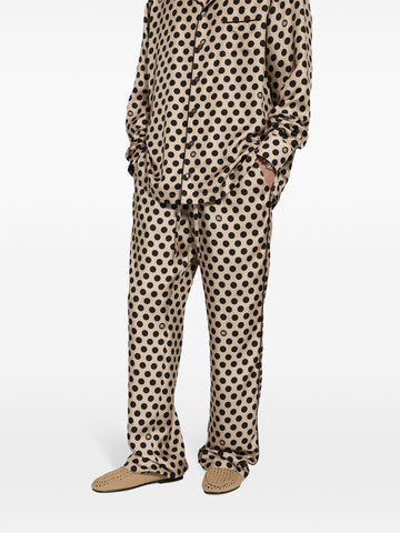 polka dot print silk trousers