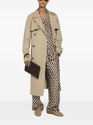 polka dot print silk trousers