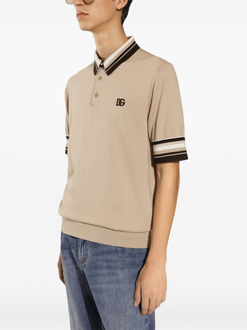logo embroidery silk polo shirt