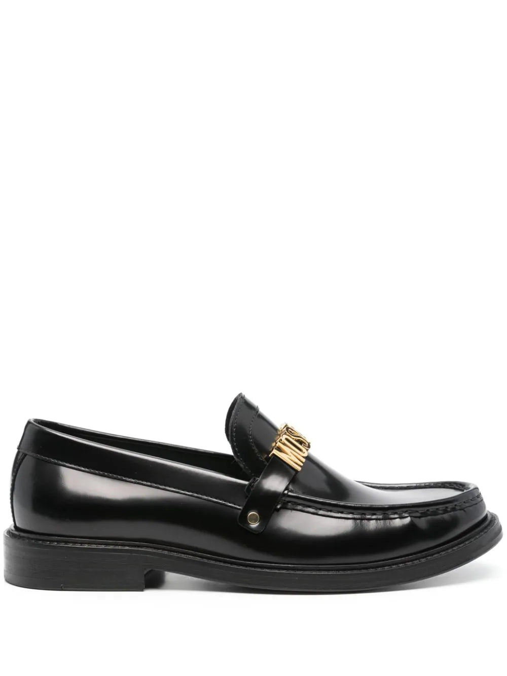 Logo-plaque leather loafers