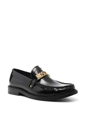 Logo-plaque leather loafers