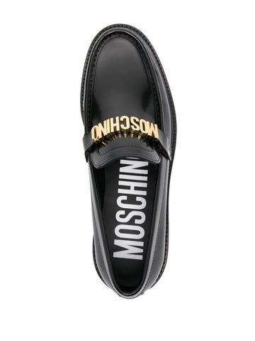 Logo-plaque leather loafers