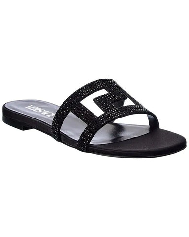 Greca Maze Silk & Leather Sandal