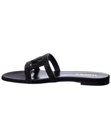 Greca Maze Silk & Leather Sandal