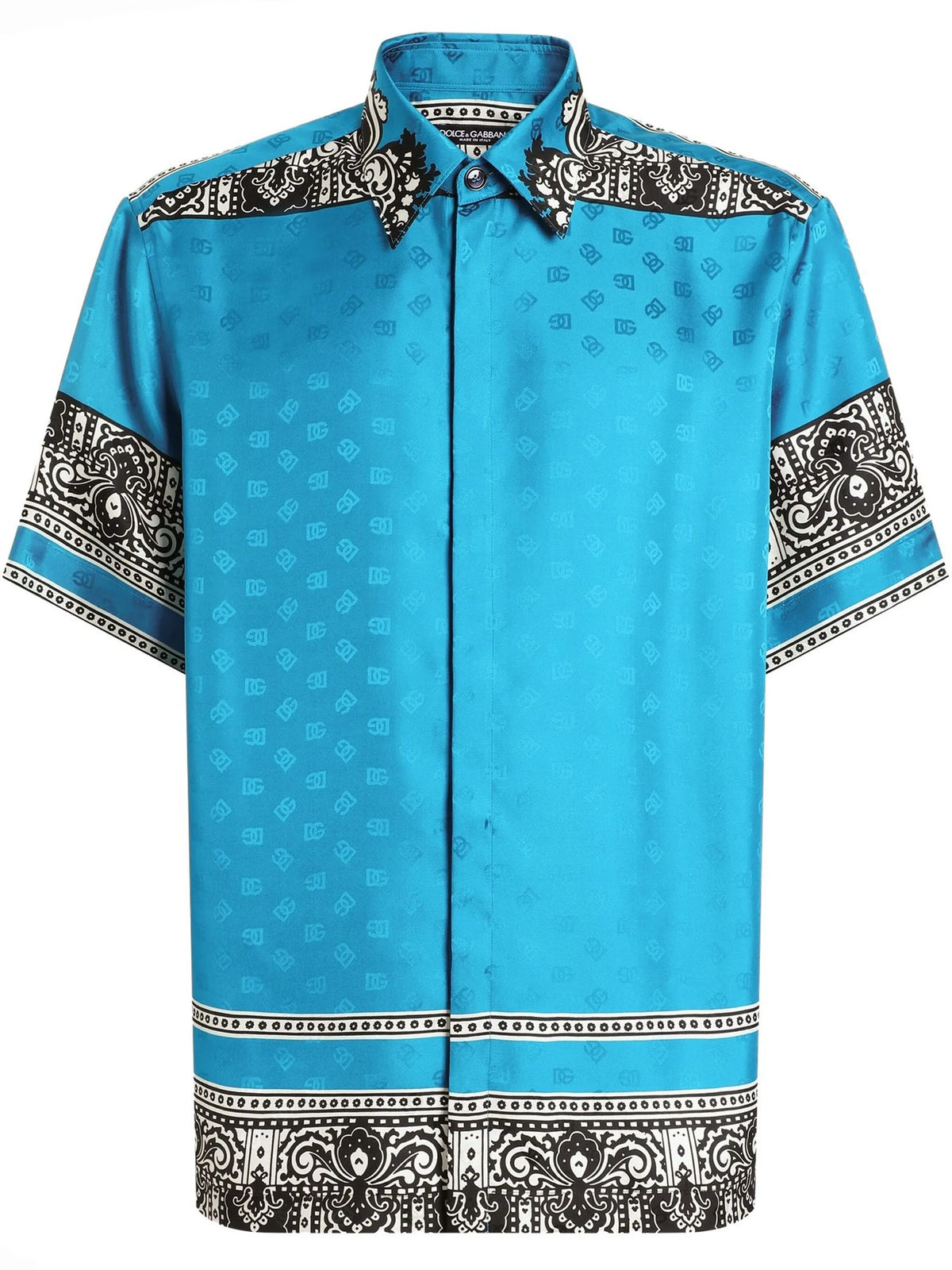 Made in Italy  Highlights black front button fastening button-fastening pocket classic collar short sleeves Composition Silk 100%