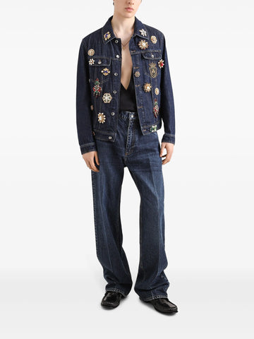 embroidered loose-fit jeans