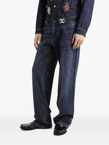 embroidered loose-fit jeans