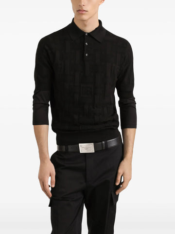 logo-jacquard polo shirt