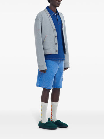 embroidered denim polo