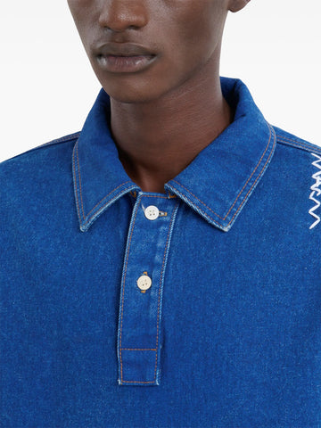 embroidered denim polo