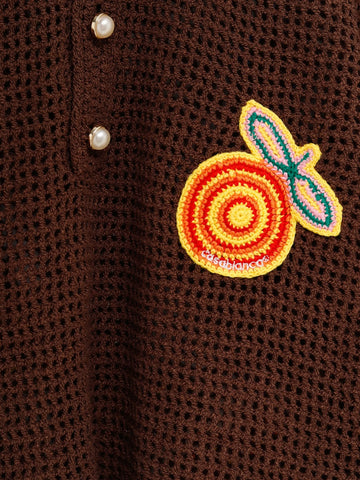 crochet-knit polo shirt
