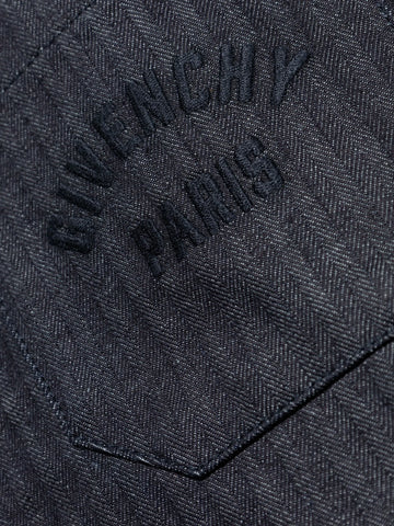 herringbone pattern embroidered shirt