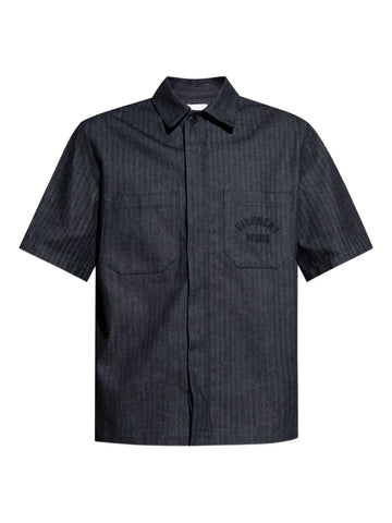 herringbone pattern embroidered shirt