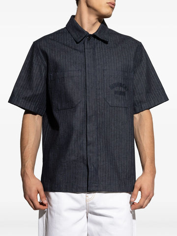 herringbone pattern embroidered shirt