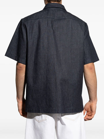 herringbone pattern embroidered shirt