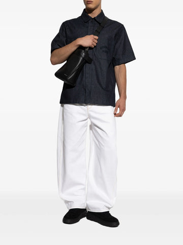 herringbone pattern embroidered shirt