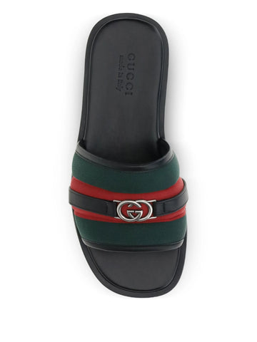 Interlocking G web-stripe sandals