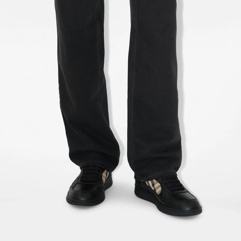 Leather and Check Terrace Sneakers