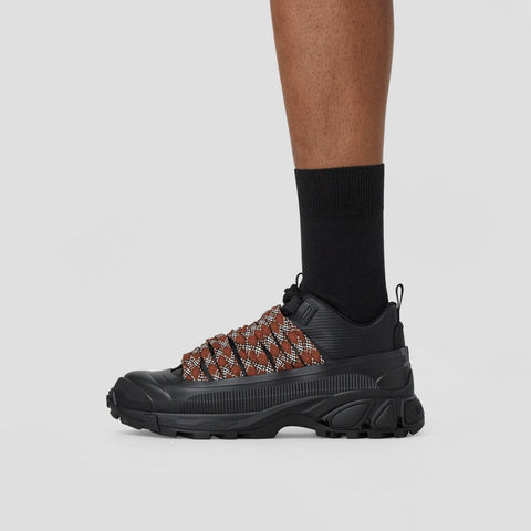Lace Detail Leather and Nylon Arthur Sneakers