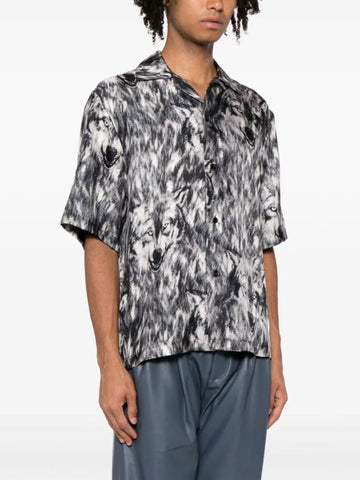 Wolf-print Silk Shirt
