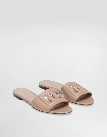 Calfskin slides with DG logo