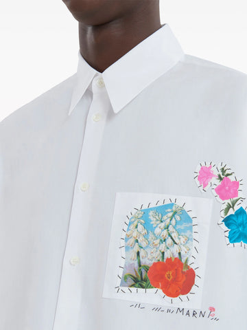 floral appliqué cotton shirt