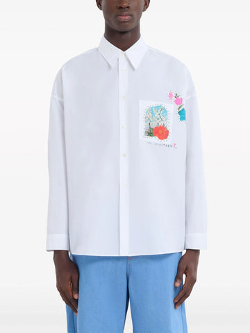 floral appliqué cotton shirt