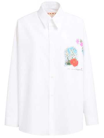 floral appliqué cotton shirt